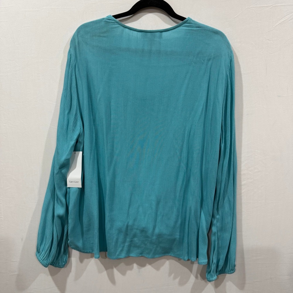 Karen Kane Island Rhythm Layer Drape Top Aqua XL Made in USA - Picture 2 of 7
